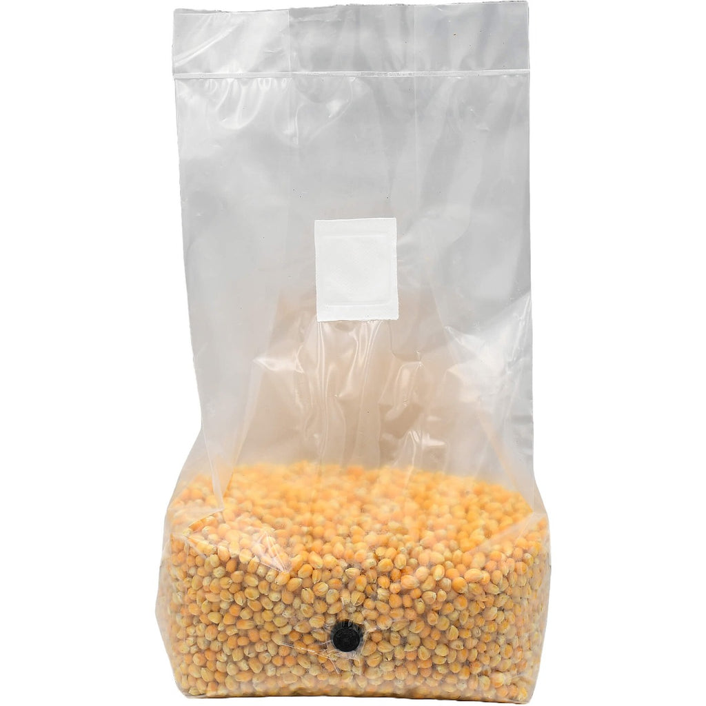 Sterilized popcorn grow bag 5lbs standing front