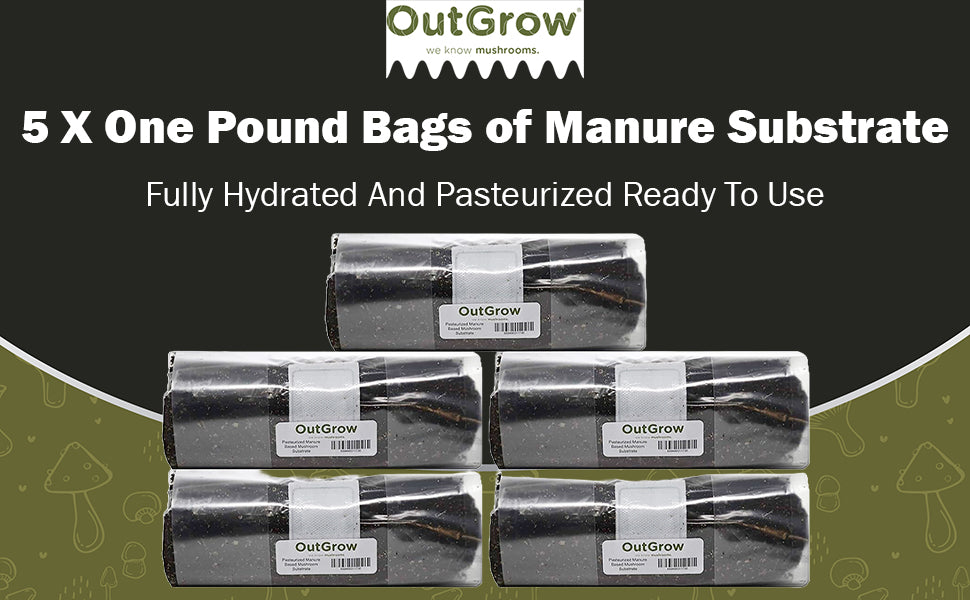 5 Pounds Pasteurized Manure Mushroom Substrate (5 x 1lb Bags)